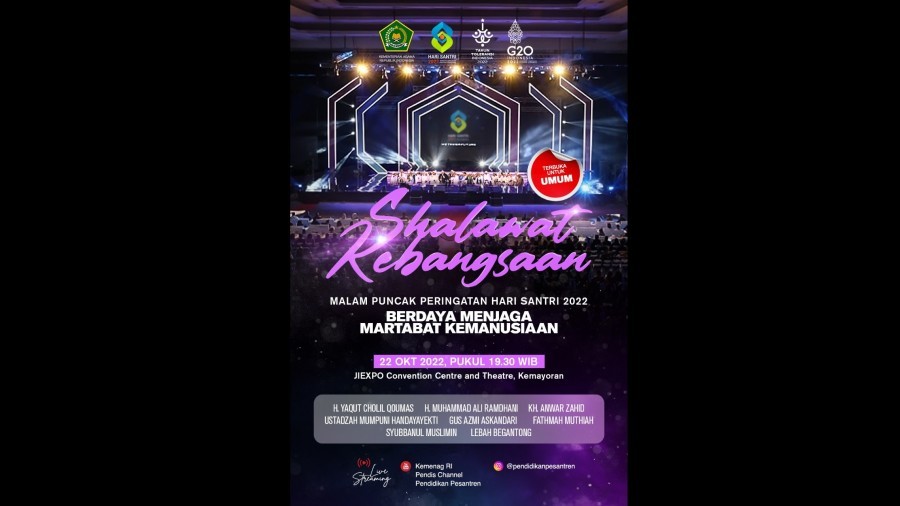 Kemenag Gelar Shalawat Kebangsaan di Malam Puncak Hari Santri 2022