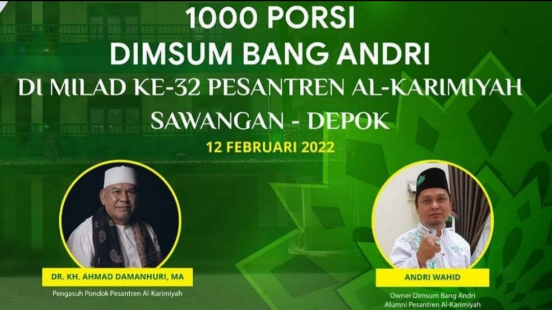 Milad Ke-32 Pesantren Al-Karimiyah Sawangan Depok, Bang Andri Membagikan 1000 Porsi Dimsum